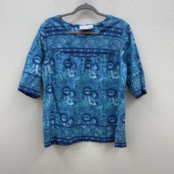 The Vermont Country Store Floral Cotton Blouse Shirt Bundle Womens size Large - Picture 6 of 13